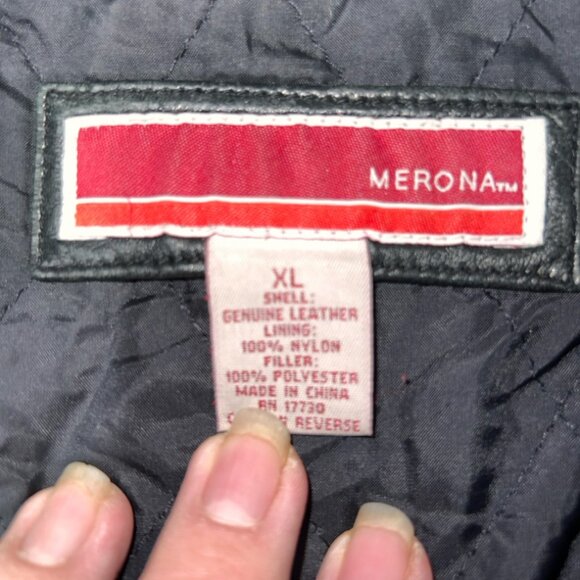 Merona Jacket Mens XL Black Soft Leather Full Zip Bomber Casual Outdoor (GS36) - Picture 5 of 7
